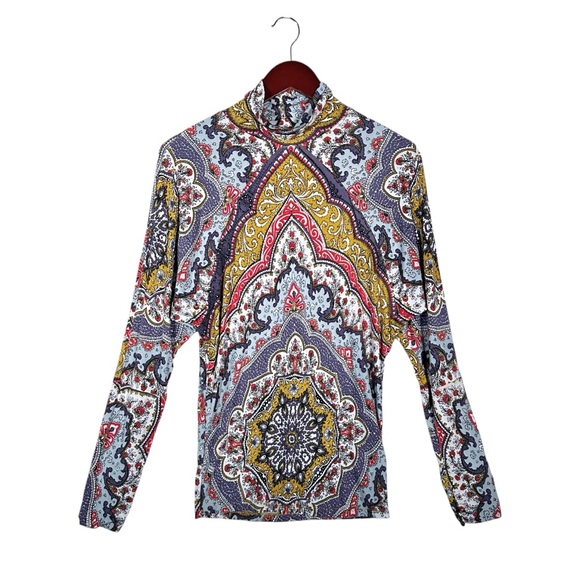 FREE PEOPLE Chase Me Tee Paisley Y2K Turtleneck - Picture 11 of 11